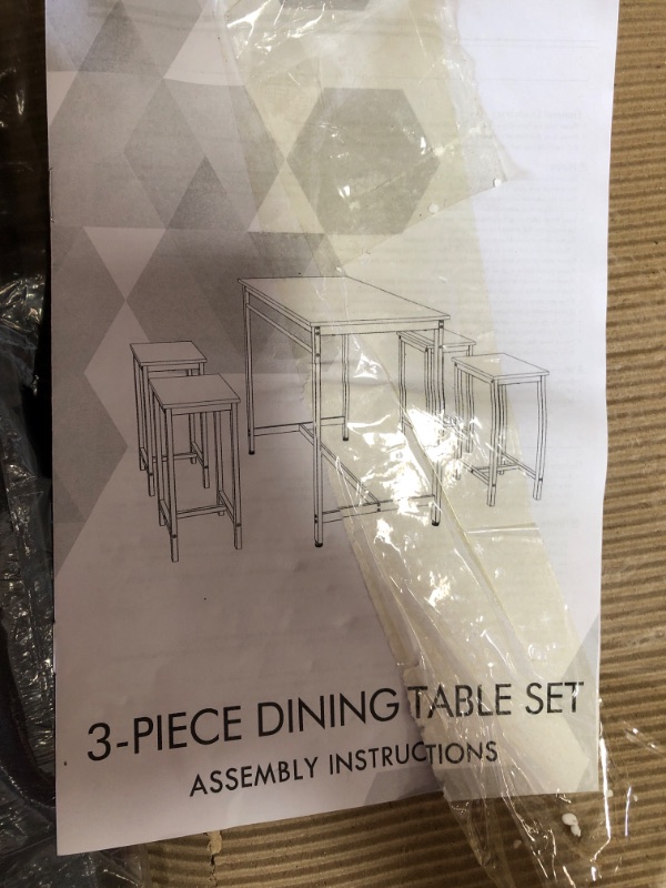 Photo 1 of ***PARTS ONLY*** 3 PIECE DINING TABLE SET BLACK 