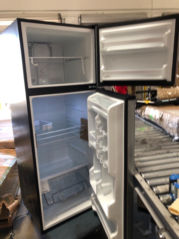 Photo 3 of Galanz GLR12TS5F Refrigerator, Dual Door Fridge, Adjustable Electrical Thermostat Control with Top Mount Freezer Compartment, 12.0 Cu.Ft, Stainless Steel, 12
