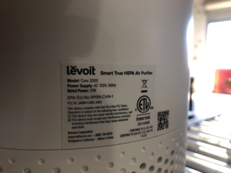 Photo 3 of LEVOIT Air Purifiers for Home Large Room, Smart WiFi Alexa Control, H13 True HEPA Filter for Allergies, Pets, Somke, Dust, Pollen, Ozone Free, 24dB Quiet Cleaner for Bedroom, Core 200S, White
