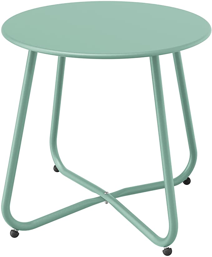 Photo 1 of Grand Patio Steel Patio Coffee Table, Weather Resistant Outdoor Side Table, Small Round End Tables, Mint Green
