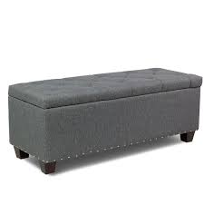 Photo 1 of *SEVERE DAMAGE* 48" Rectangular Gray Storage Fabric Ottoman Bench Tufted Footrest Lift Top ** used, damaged***