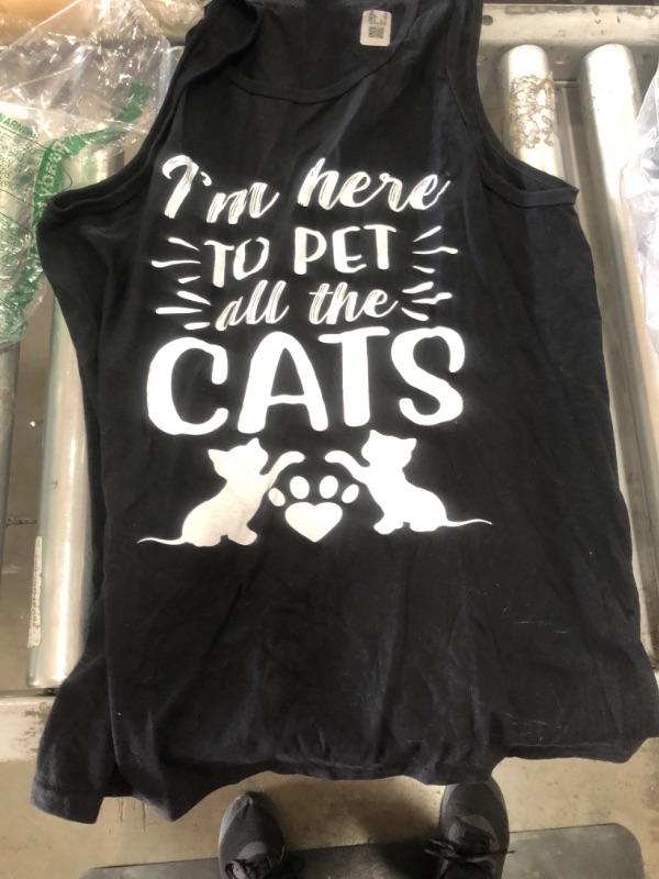 Photo 2 of **STOCK PHOTO FOR REFERENCE ONLY*** **USED***
"IM HERE TO PET ALL THE CATS" TANK TOP BLACK SIZE M