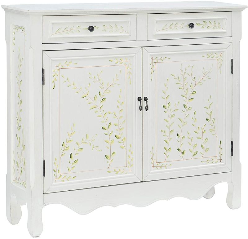 Photo 1 of **DAMAGED** Powell White Hand Painted 2 Drawer, 2-Door Console,
