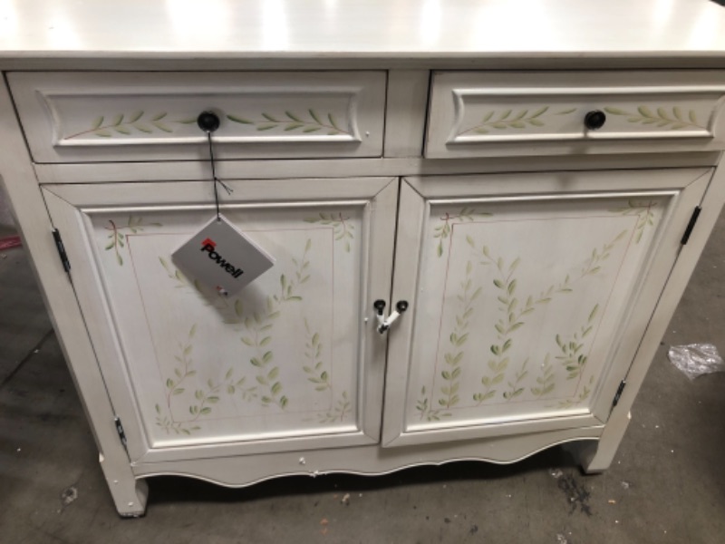 Photo 3 of **DAMAGED** Powell White Hand Painted 2 Drawer, 2-Door Console,
