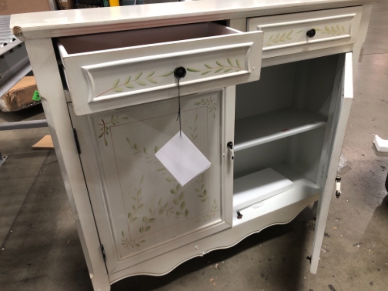 Photo 2 of **DAMAGED** Powell White Hand Painted 2 Drawer, 2-Door Console,
