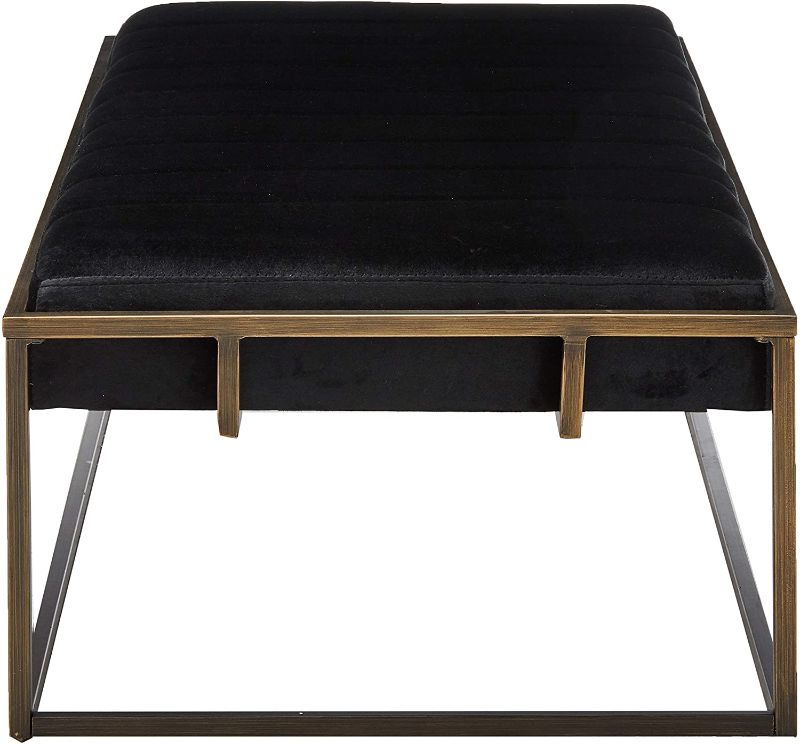 Photo 1 of Christopher Knight Home Vassy Modern Velvet Ottoman Bench with Brass Finish, Black
