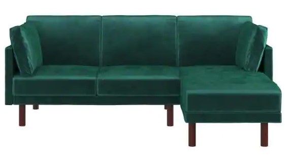 Photo 1 of **MISSING PARTS* ONLY BOX 2 OUT OF 2** * DHP Gracy Coil Green Velvet Sectional Futon