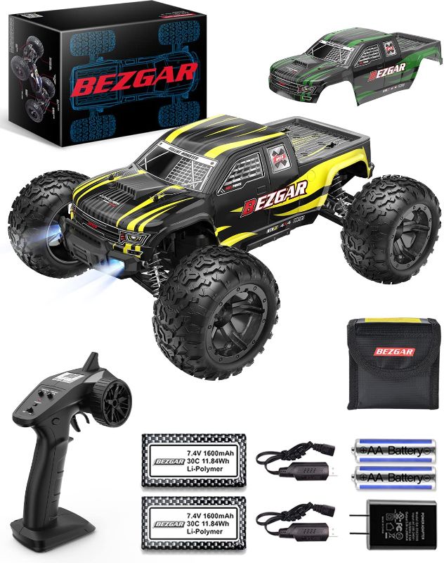Photo 1 of **MISSING HARDWARE** BEZGAR HM101 Hobby Grade 1:10 Scale Remote Control Truck with 550 Motor, 4WD Top Speed 42 Km/h All Terrains Off Road RC Truck ,Waterproof RC Car with 2 Rechargeable Batteries for Kids and Adults
