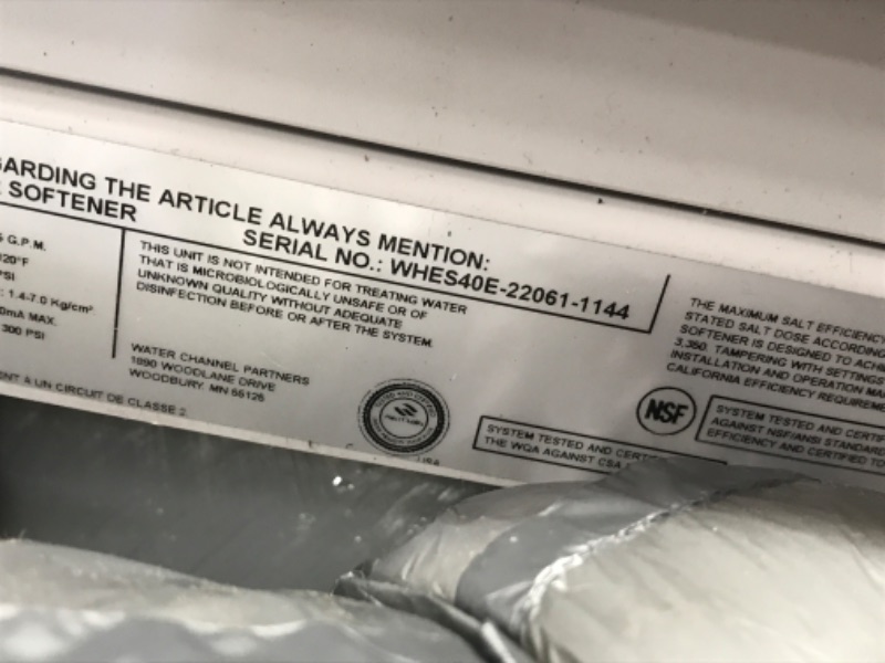 Photo 3 of Whirlpool WHES40E 40,000 Grain Softener | Salt & Water Saving Technology | NSF Certified | Automatic Whole House Soft Water Regeneration, White
