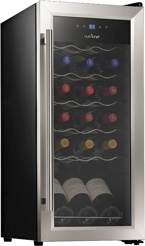 Photo 1 of TESTED POWERS ON**
NutriChef 18 Bottle Compressor Wine Cooler Refrigerator | Large Freestanding Wine Cellar For Red, White, Champagne or Sparkling Wine | 41f-64f Digital Temperature Control Fridge Glass Door Black
