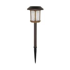 Photo 1 of 3 pack***
Solar Bronze and Warm Wood LED Path Light 14 Lumens with Ice Glass Lens and Vintage Bulb 2-Tone