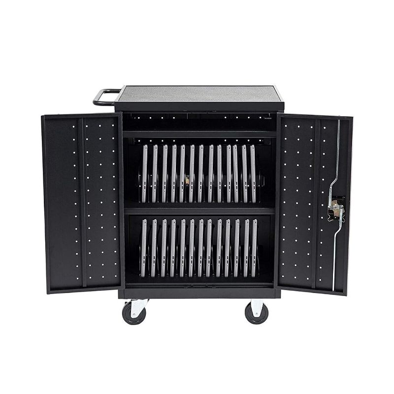 Photo 1 of Pearington 32 Device Mobile Charging and Storage Cart for iPads, Chromebooks and Laptop Computers, Up to 13-inch Screen Size, Surge Protection, Front & Back Access Locking Cabinet
