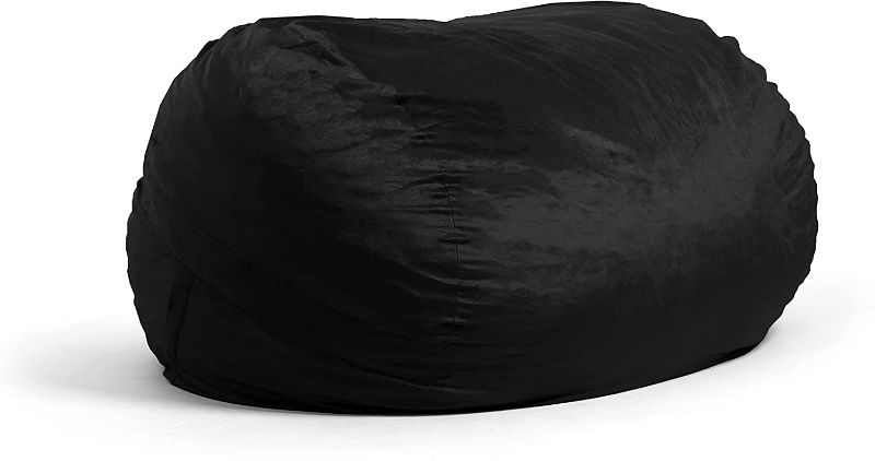 Photo 1 of  XL Foam Beanbag Chair, Black Plush