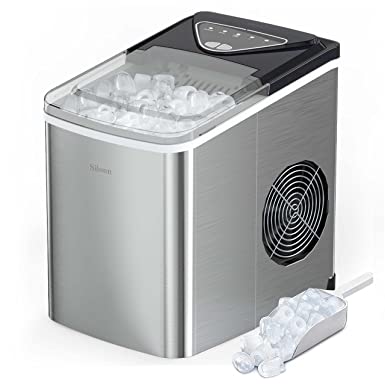 Photo 1 of USED: Silonn Ice Makers Countertop, 9 Cubes Ready in 6 Mins, 26lbs in 24Hrs, Self-Cleaning Ice Machine with Ice Scoop and Basket, 2 Sizes of Bullet Ice for Home Kitchen Office Bar Party
12 x 8 x 12 inches
