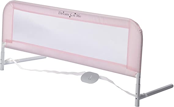 Photo 1 of DAMAGED: Dream On Me Adjustable Mesh Bed Rail / Two Height Levels / Ready To Use / Compatible with Adult Twin Size Beds / All Steel construction / Equipped with Guard Gap / Durable Nylon Fabric Mesh, Pink 32.5x1x14.5 Inch (Pack of 1)

