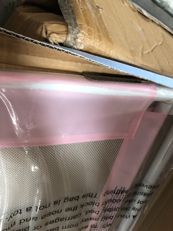 Photo 3 of DAMAGED: Dream On Me Adjustable Mesh Bed Rail / Two Height Levels / Ready To Use / Compatible with Adult Twin Size Beds / All Steel construction / Equipped with Guard Gap / Durable Nylon Fabric Mesh, Pink 32.5x1x14.5 Inch (Pack of 1)

