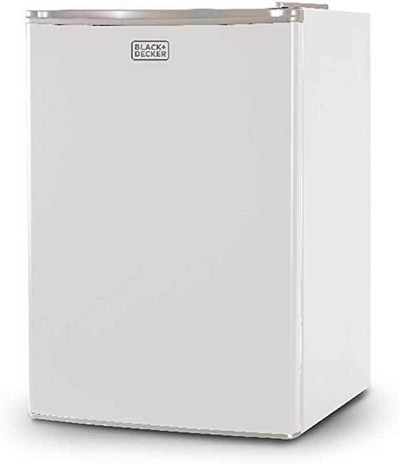 Photo 1 of NF: BLACK+DECKER BCRK25W Compact Refrigerator Energy Star Single Door Mini Fridge with Freezer, 2.5 Cubic Ft., White 19.88 x 20.37 x 29.53 inches

