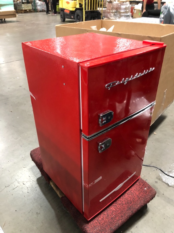 Photo 2 of USED: Frigidaire EFR840-RED 3.2 Cu Ft Red 2 Door Retro Bar Fridge with Side Bottle Opener ?19 x 20.5 x 35.5 inches

