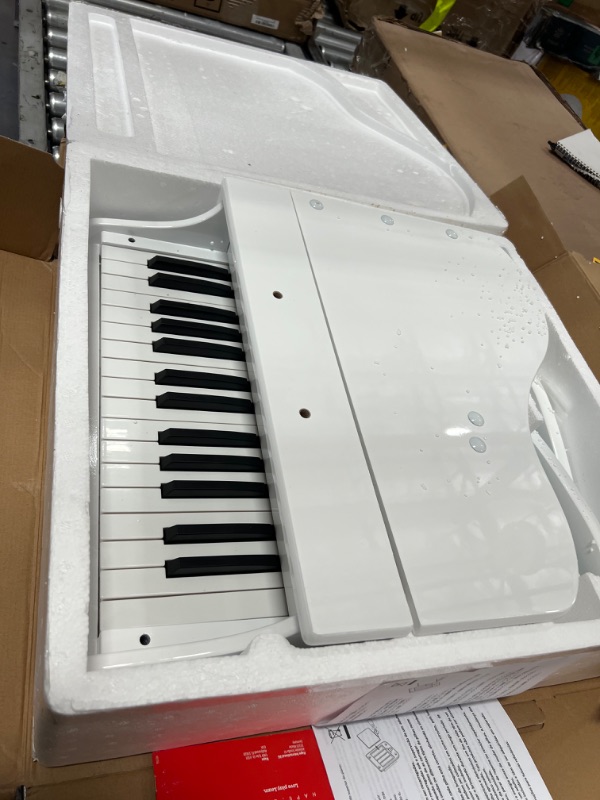 Photo 4 of ***PARTS ONLY*** Hape Deluxe White Grand Piano | Thirty Key Piano Toy with Stool, Electronic Keyboard Musical Toy Set for Kids 3 Years+
