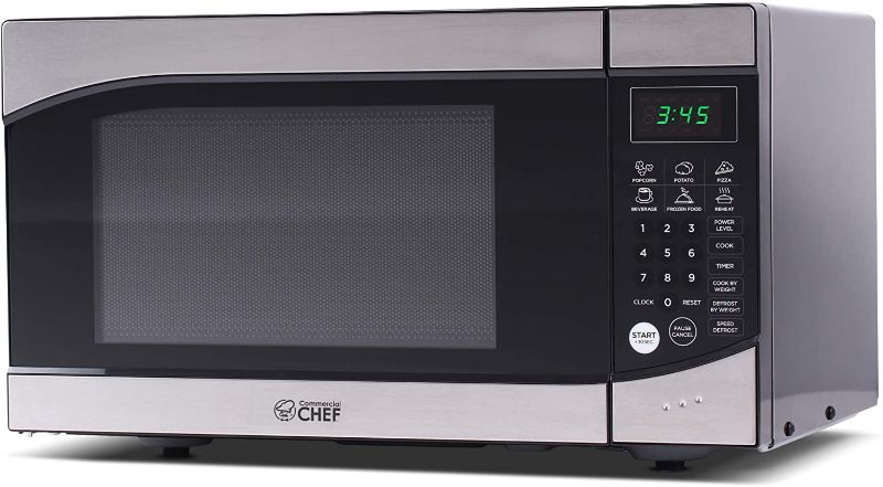 Photo 1 of NOT FUNCTIONAL* PARTS ONLY**
Commercial Chef CHM009 Countertop Microwave Oven 900 Watt, 0.9 Cubic Feet, Stainless Steel Front, Black Cabinet, Small, Trim
