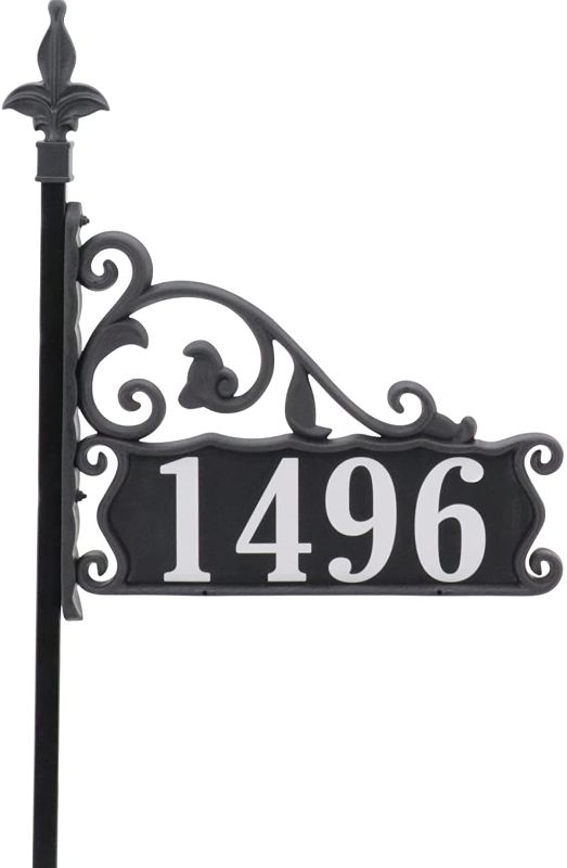 Photo 1 of Address America Boardwalk Customized Address Yard Sign Floral Design Address Sign, Handcrafted, Double-Sided, Reflective 30 Post - AS
