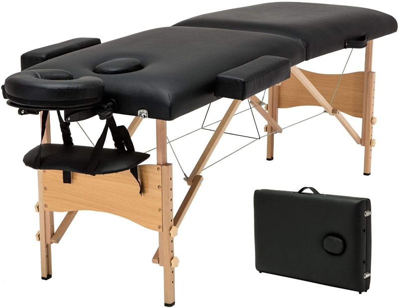 Photo 1 of 2" Pad 84" Black Portable Massage Table w/Free Carry Case Chair Bed Spa Facial Table
