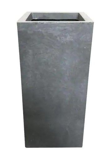 Photo 1 of 20 in. Tall Slate Gray Lightweight Concrete Rectangle Modern Outdoor Planter
