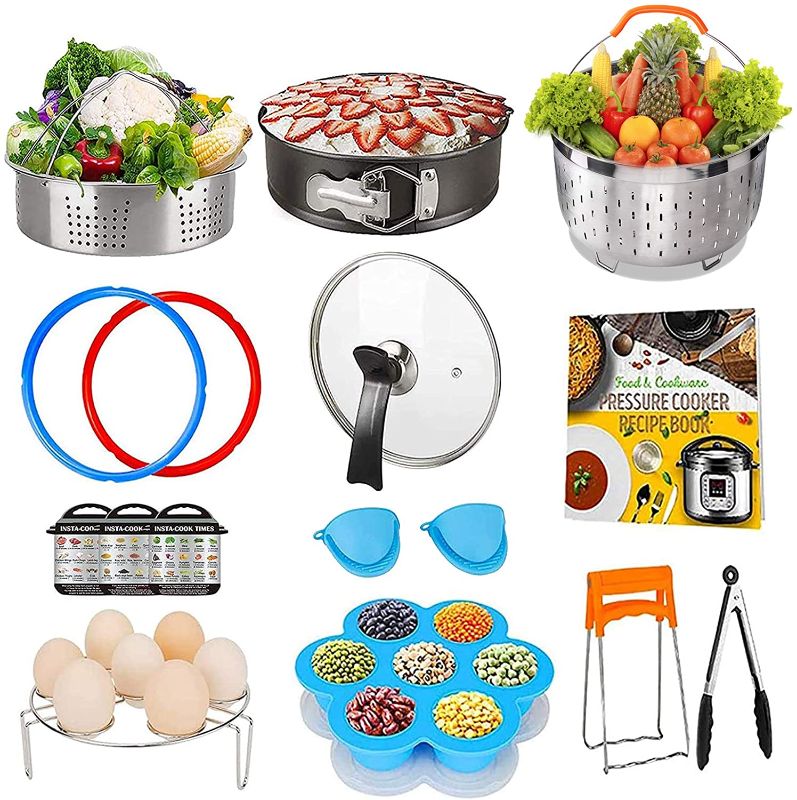 Photo 1 of ***PARTS ONLY*** Pressure Cooker Accessory Set, Accessories 6 Qt Compatible with 6Qt Instant Pot, with Silicone Sealing Rings, Tempered Glass Lid, Steamer Basket, Non-Stick Springform Pan
