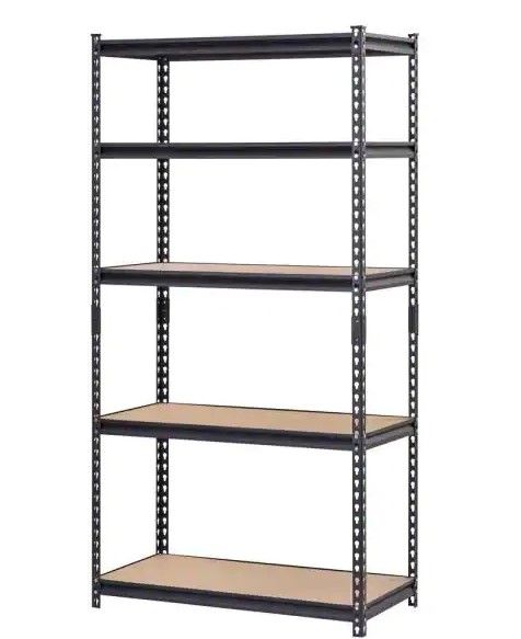 Photo 1 of 5-Shelf Steel Shelving Unit in Black (72 in. H x 48 in. W x 24 in. D)
