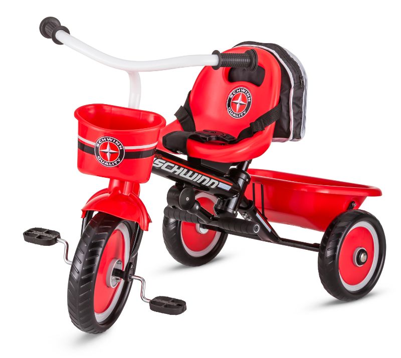 Photo 1 of Schwinn Easy-Steer Tricycle with Push/Steer Handle, Ages 2 - 4, Red & White, Toddler Bike
