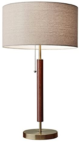 Photo 1 of Adesso 3376-15 Hamilton Table Lamp, 26.25 in, 100W Incandescent/26W CFL, Walnut Eucalyptus Wood/Antique Brass, 1 Modern Lamp
