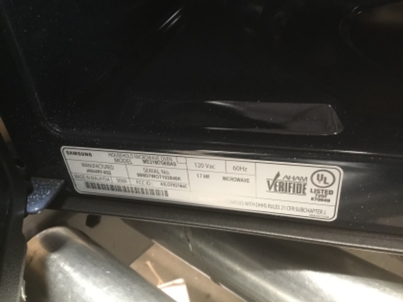 Photo 1 of Samsung
30 in. W 2.1 cu. ft. Over the Range Microwave in Fingerprint Resistant Stainless Steel with Sensor Cooking