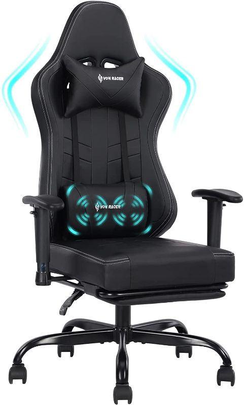 Photo 1 of VON RACER Gaming Chair Massage with Footrest Gamer Chair Ergonomic Gaming Chair for Adults Video Game Chair with Headrest and Massage Lumbar Support Gaming Chair Adjustable Swivel (Black) ***SEAT ONLY***
