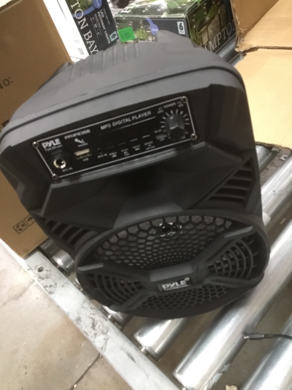 Photo 2 of **PARTS ONLY**
Portable Bluetooth PA Speaker System - 300W Rechargeable Outdoor Bluetooth Speaker Portable PA System w/ 8” Subwoofer 1” Tweeter, Microphone In, Party Lights, MP3/USB, Radio, Remote - Pyle PPHP836B
