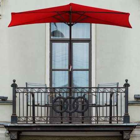 Photo 1 of 50-145-R 9 Ft. Half Round Patio Umbrella - Red
