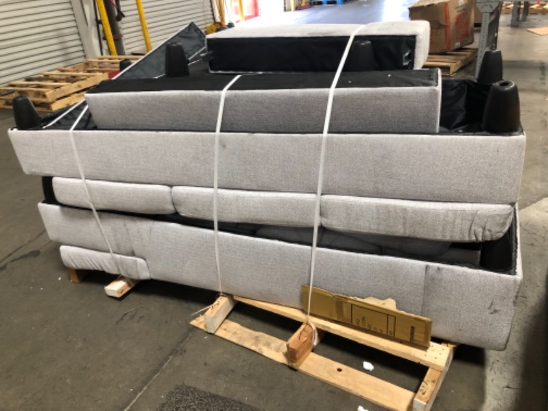 Photo 1 of *cushion is torn at one corner*similar to stock photo*
3-Piece Gray Microfiber 4-Seater L-Shaped Left-Facing Chaise Sectional Sofa with Ottoman
