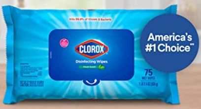 Photo 1 of (6 PACK)
Clorox Disinfecting Wipes, Bleach Free Cleaning Wipes, Fresh Scent, Moisture Seal Lid, 75 Wipes, Pack of 3 (New Packaging)