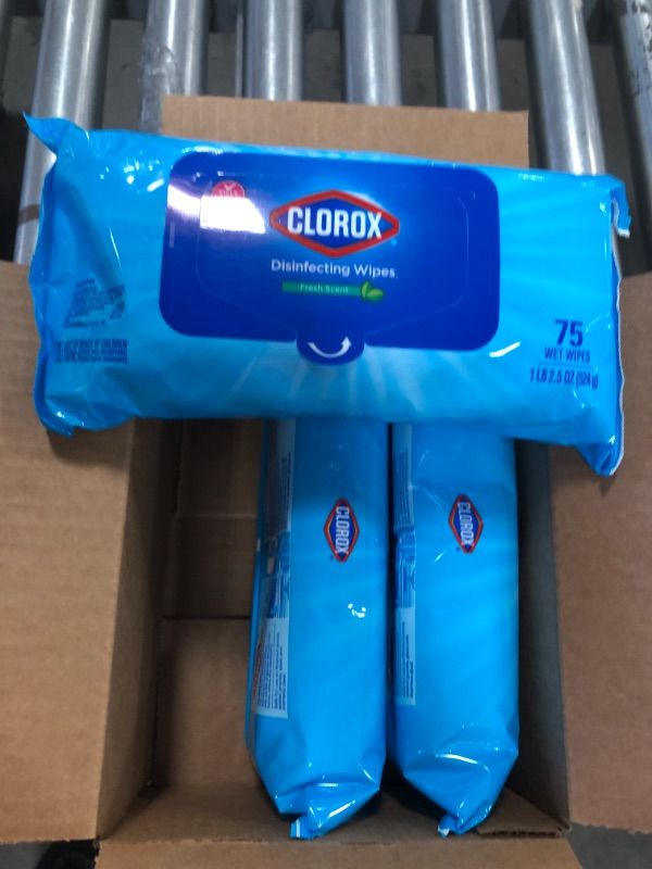 Photo 1 of (6 PACK)
Clorox Disinfecting Wipes, Bleach Free Cleaning Wipes, Fresh Scent, Moisture Seal Lid, 75 Wipes, Pack of 3 (New Packaging)