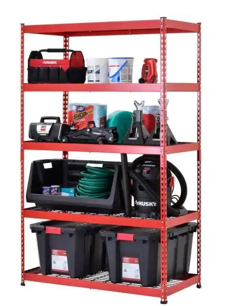 Photo 1 of (SCRATCHED) Husky 5-Tier Heavy Duty Steel Garage Storage Shelving Unit in Red (48 in. W x 78 in. H x 24 in. D)