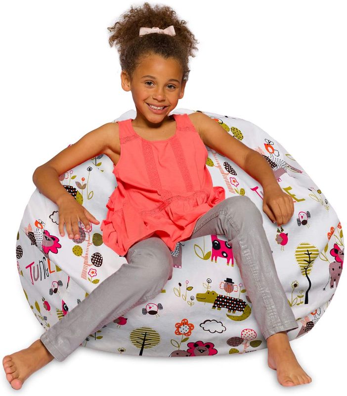 Photo 1 of Posh Beanbags Bean Bag Chair, Large-38in, Canvas Jungle Animals on White