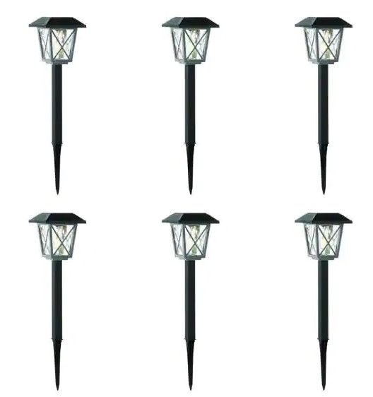 Photo 1 of 
Hampton Bay
16 Lumens Solar 2-Tone Black and Grey LED Landscape Pathway Light Set with Vintage Bulb (6-Pack)