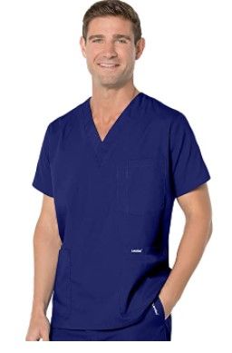 Photo 1 of Landau Essentials Relaxed Fit 5-Pocket V-Neck Scrub Top for Men Size Small Tall