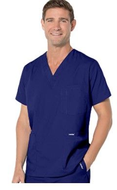 Photo 1 of Landau Essentials Relaxed Fit 5-Pocket V-Neck Scrub Top for Men Size Large Tall