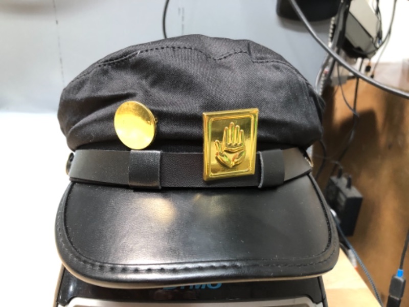 Photo 3 of Jotaro Hat, JoJo's Hat Cosplay Black Visor With Metal Pins Baseball Cap For Teens