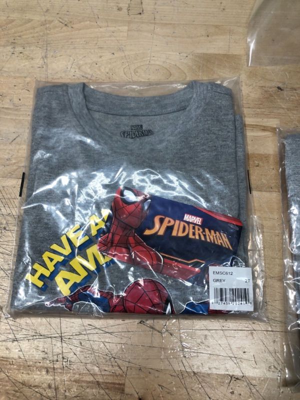 Photo 2 of Marvel Boy's Spider-Man Pullover Birthday Tee Shirt, 100% Cotton  Size 2T