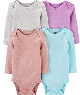 Photo 1 of Carter's Unisex-Baby 4-Pack Long Sleeve Bodysuits (12 Months, Solid Multi)