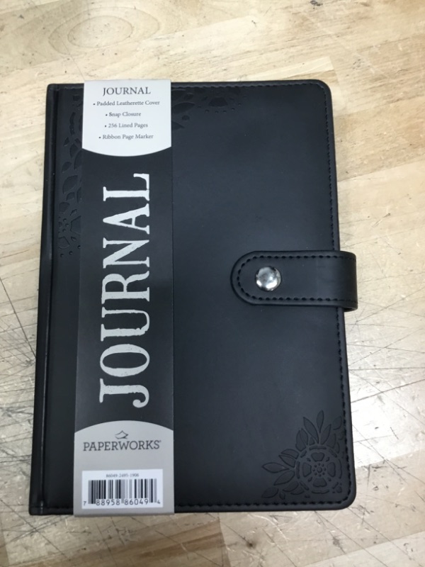 Photo 2 of Paperworks Soft Leatherette Journal with Magnetic Fold-Over Closure, 256 Lined Pages Black