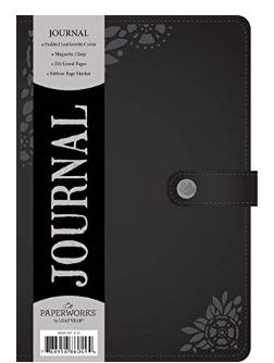 Photo 1 of Paperworks Soft Leatherette Journal with Magnetic Fold-Over Closure, 256 Lined Pages Black