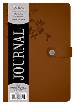 Photo 1 of Paperworks Soft Leatherette Journal with Magnetic Fold-Over Closure, 256 Lined Pages Brown 