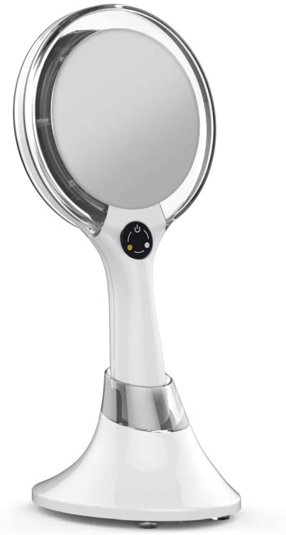 Photo 1 of Starlite Handheld Rechargeable Lighted Makeup Mirror with 1X/5X Magnification, Dual Sided & Vanity Mirror with Bright and Warm Light, Cordless Rechargeable Mirror (White)